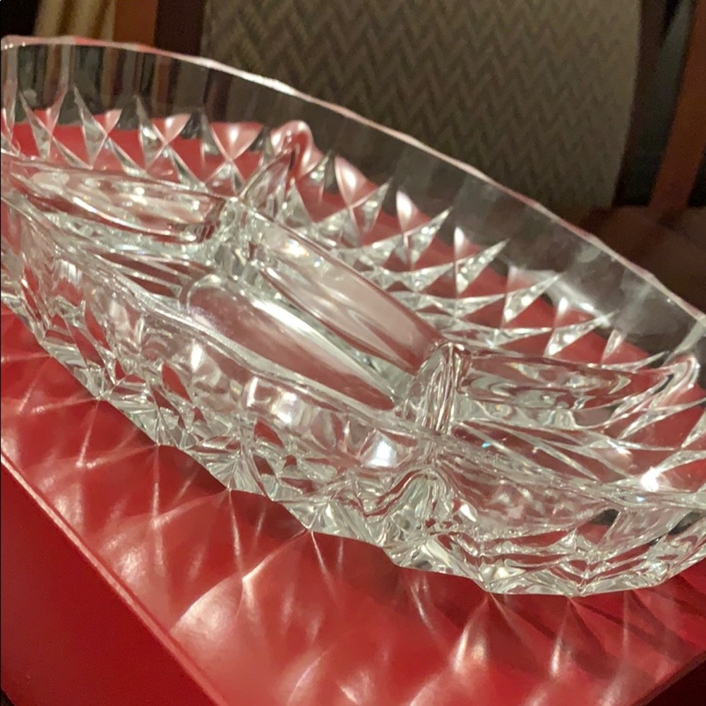 Vintage crystal dish divided into 4 sections